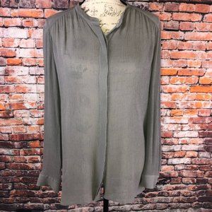 Eileen Fisher gray Silk Crepe blouse sz small